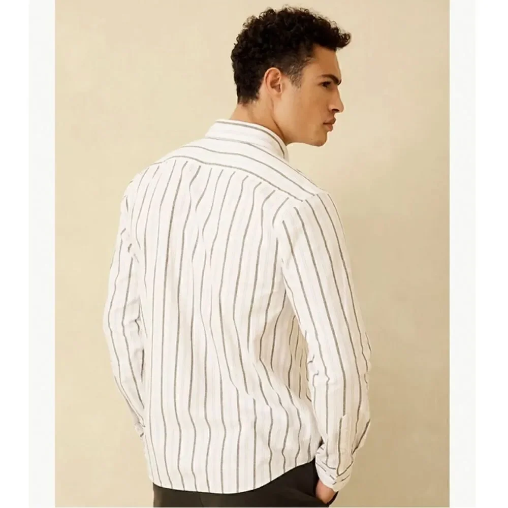Banana Republic Men’s Linen Blend Striped Long Sleeve Button Down Shirt NEW Size
